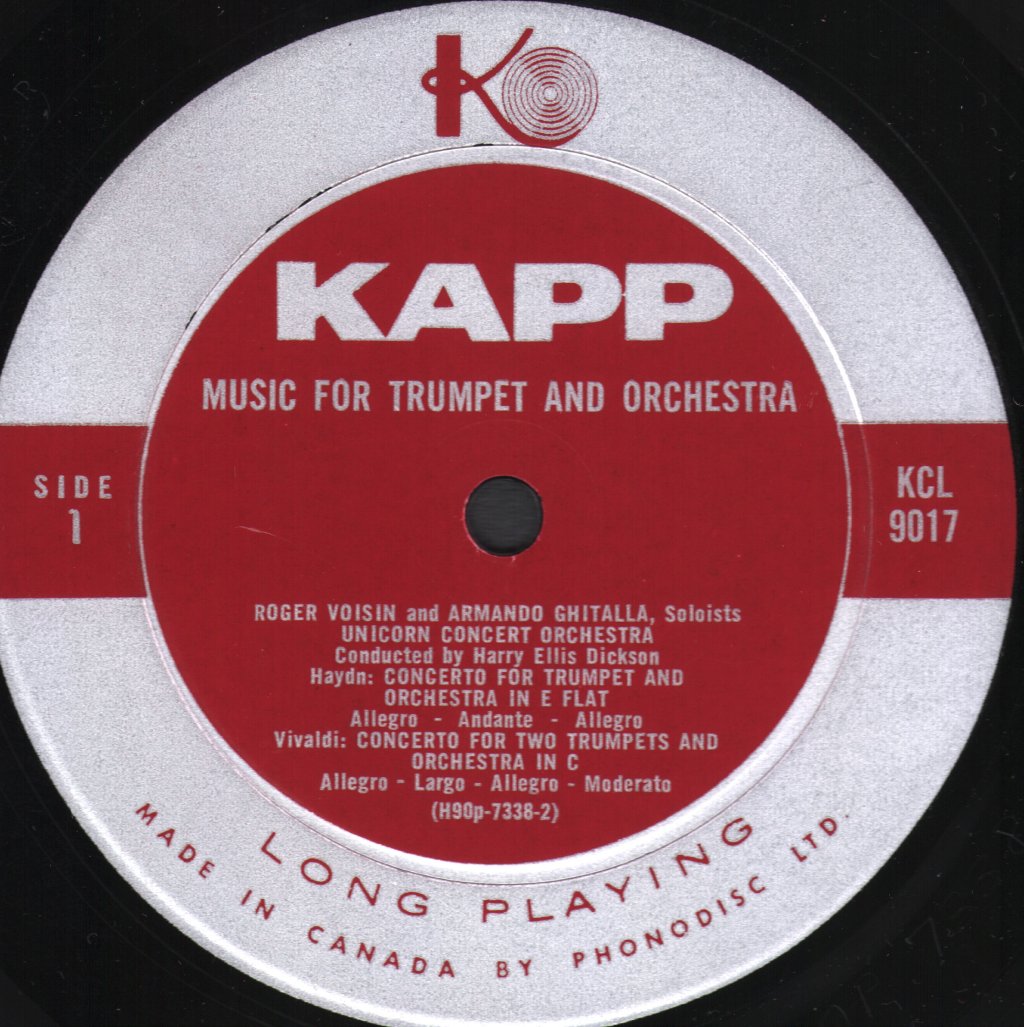 Roger Voisin / Armando Ghitalla / Harry Ellis Dickson / Unicorn Concert Orchestra - Music For Trumpet And Orchestra - Lp