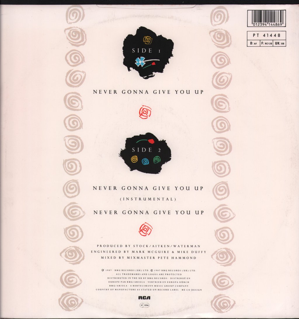 Rick Astley - Never Gonna Give You Up - 12 Inch