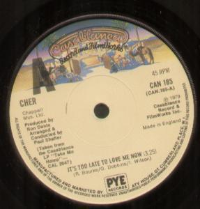 Cher - It's Too Late To Love Me Now - 7 Inch