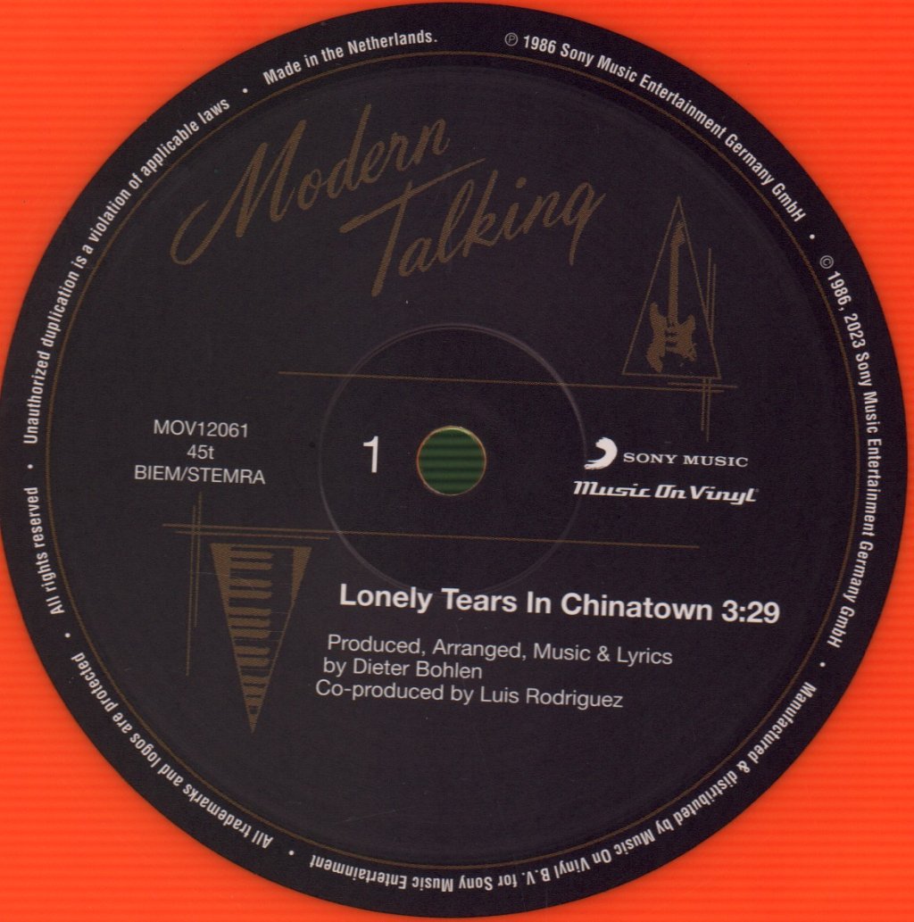 Modern Talking - Lonely Tears In Chinatown - 12 Inch