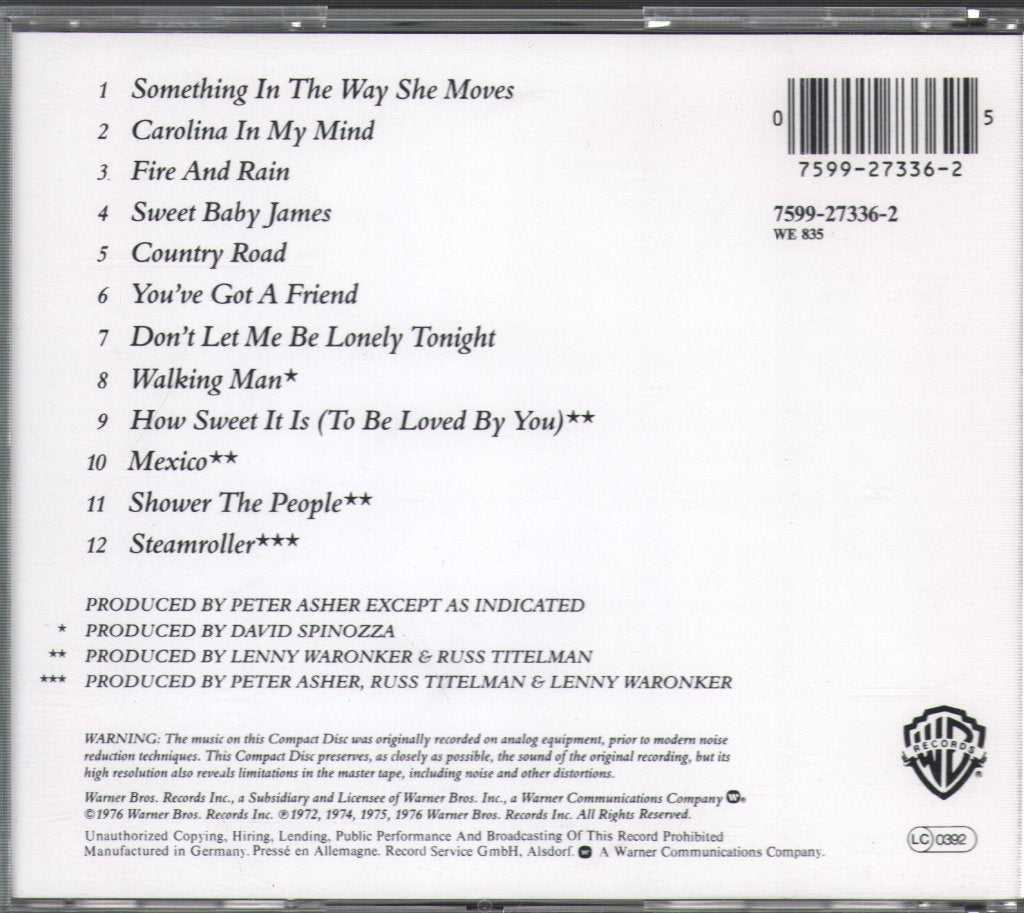 James Taylor - Greatest Hits - Cd