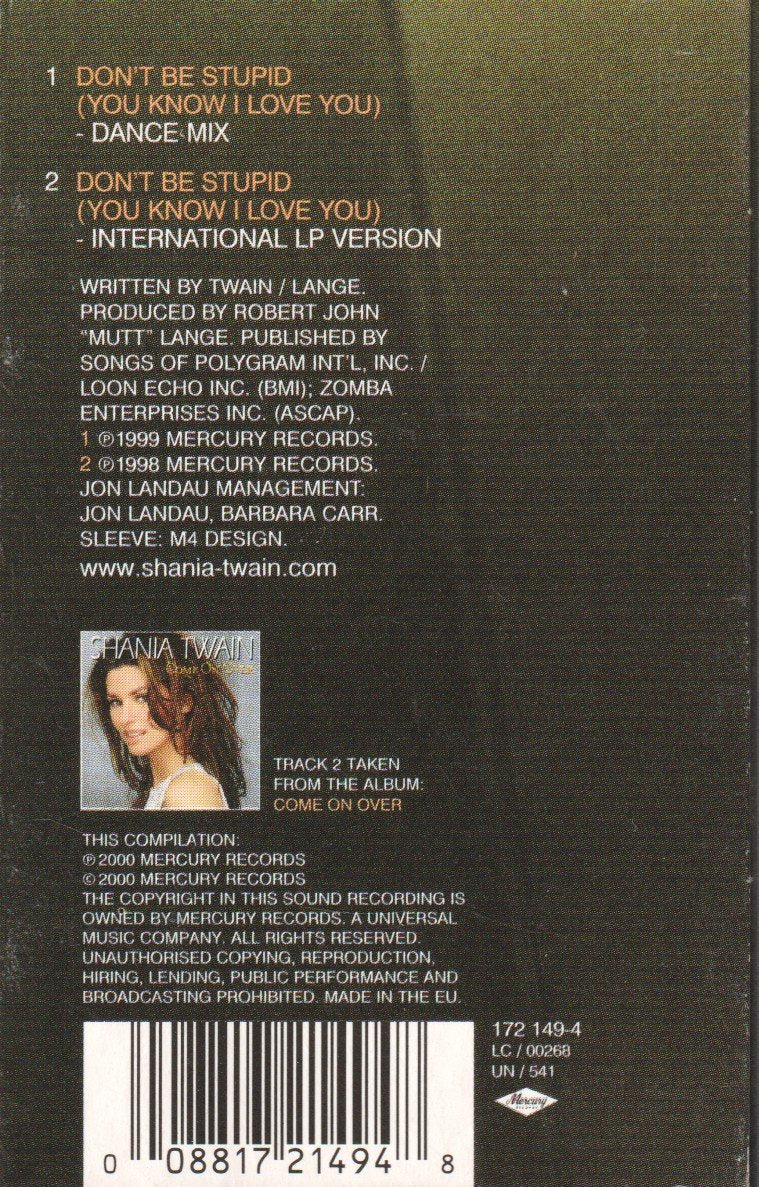 Shania Twain - Don't Be Stupid - Cassette