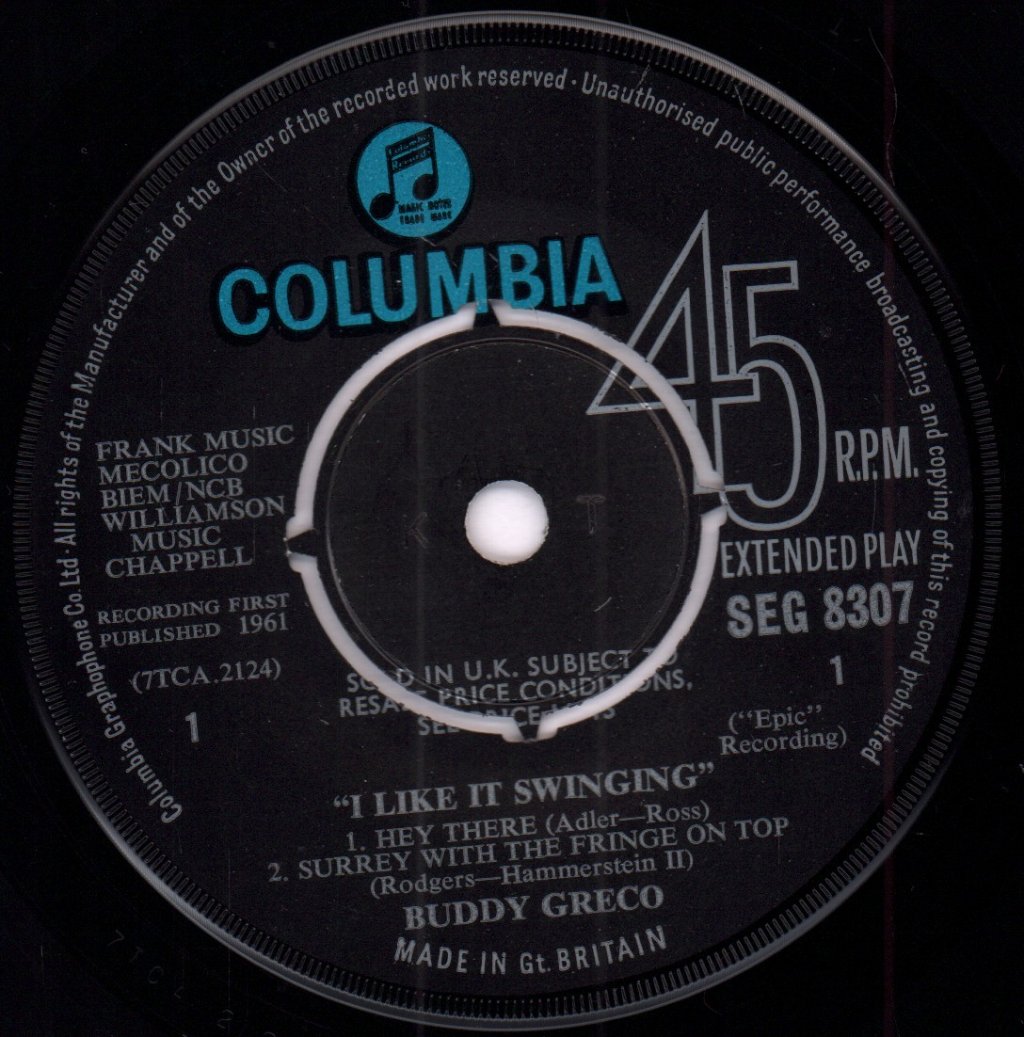 Buddy Greco - I Like It Swinging - 7 Inch