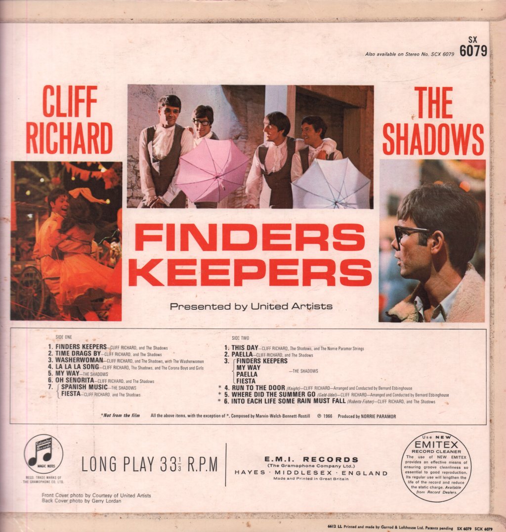 Cliff Richard And The Shadows - Finders Keepers - Lp