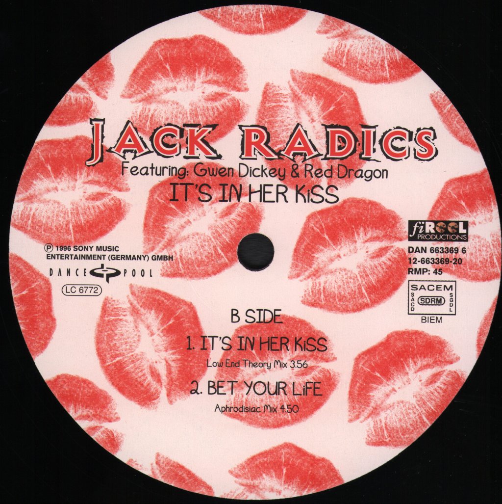 Jack Radics Featuring Gwen Dickey & Red Dragon - It's In Her Kiss - 12 Inch