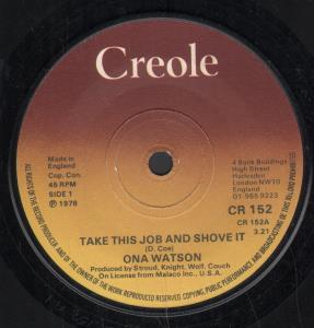 Ona Watson - Take This Job And Shove It - 7 Inch