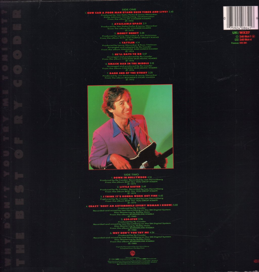 Ry Cooder - Why Don't You Try Me Tonight - Lp