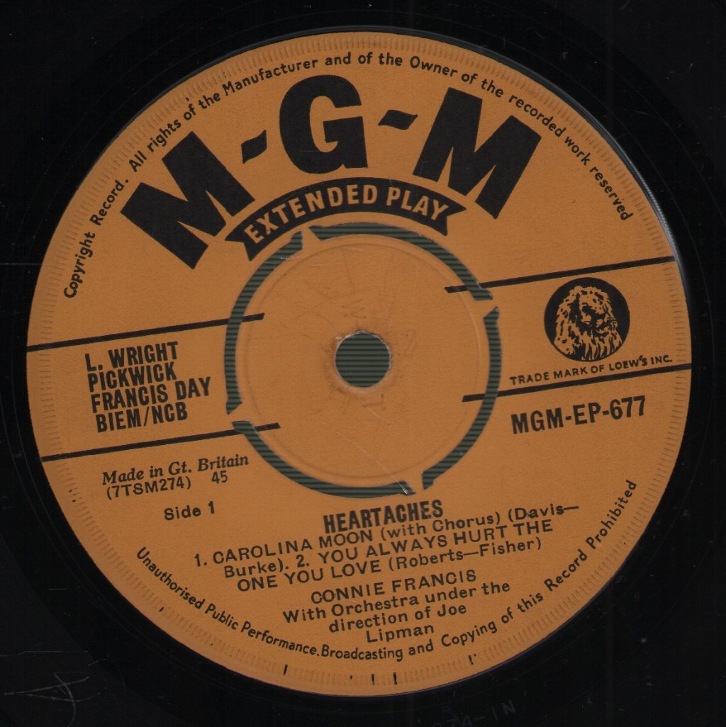 Connie Francis - Heartaches - 7 Inch