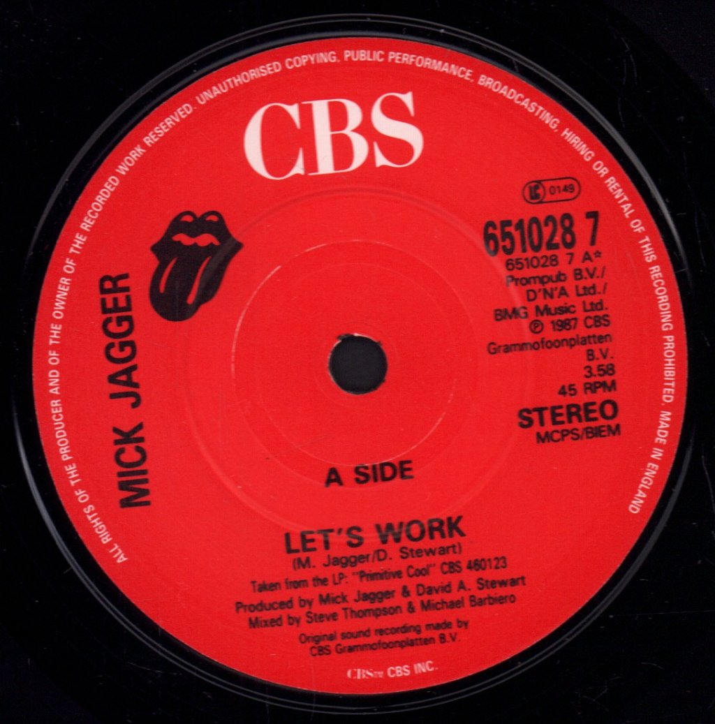 Mick Jagger - Let's Work - 7 Inch