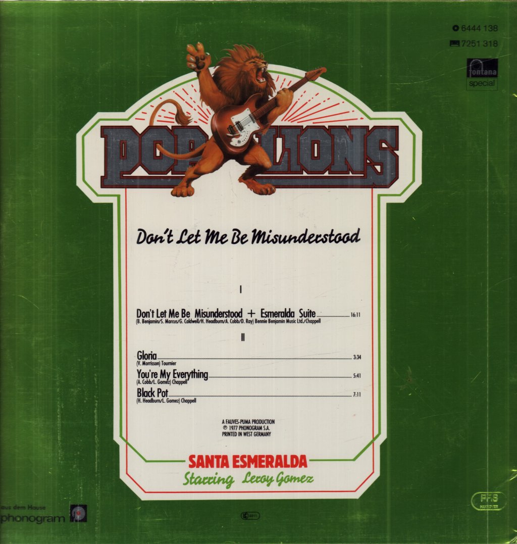 Santa Esmeralda Starring Leroy Gomez - Don't Let Me Be Misunderstood - Lp