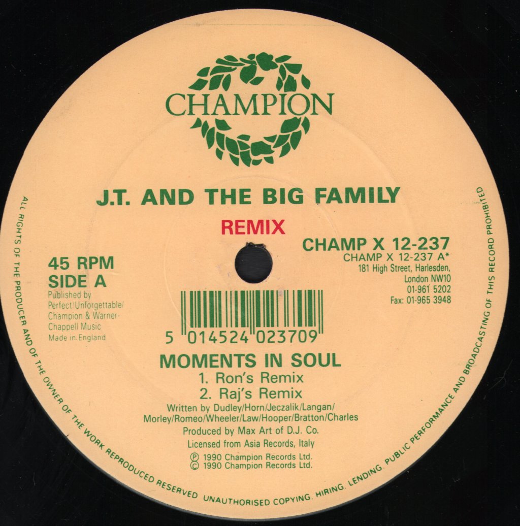 J.T. And The Big Family - Moments In Soul (Remix) - 12 Inch