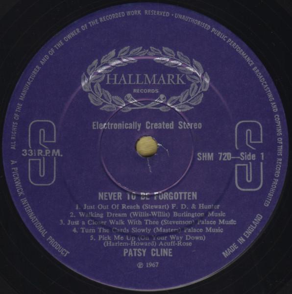 Patsy Cline - Never To Be Forgotten - Lp