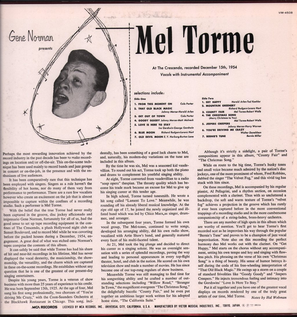 Mel Tormé - At The Crescendo - Lp