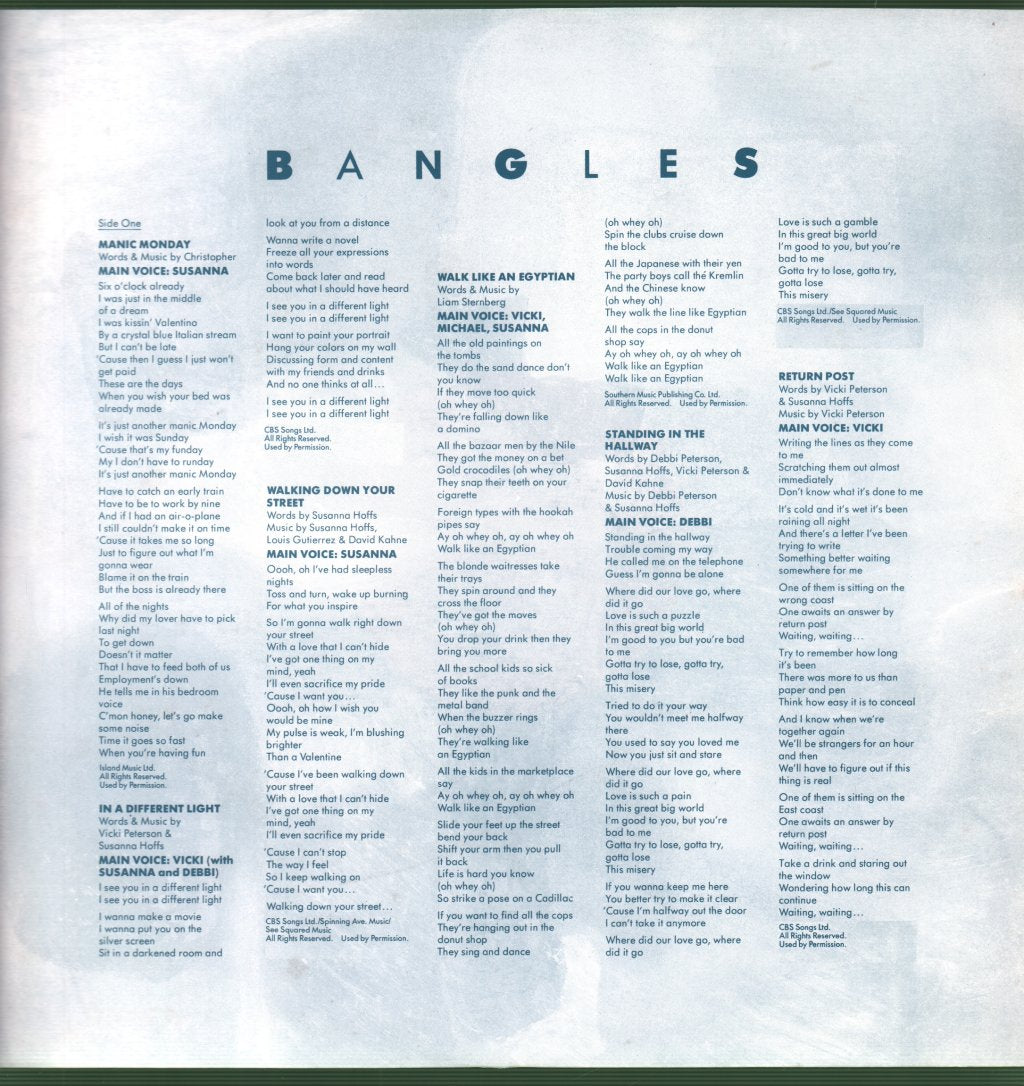 Bangles - Different Light - Lp