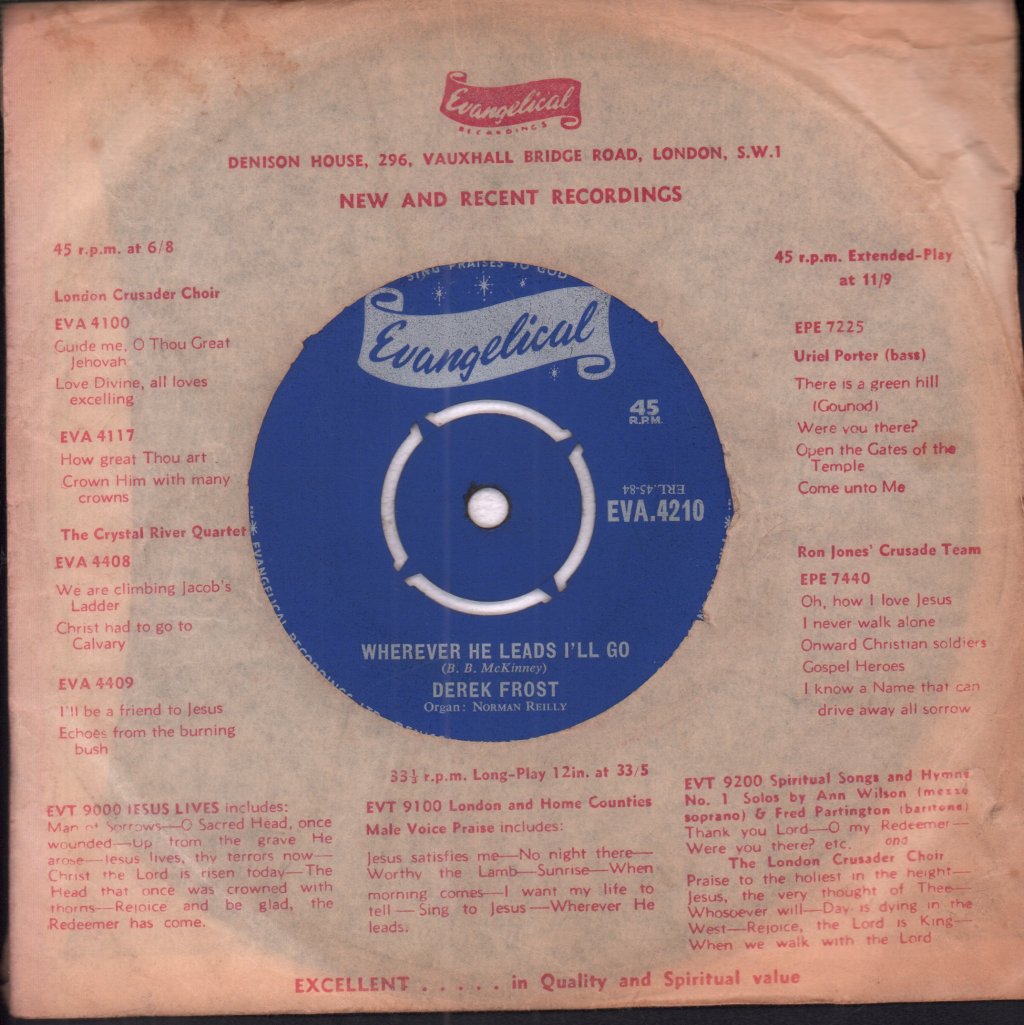 derek frost - wherever he leads i'll go - 7 Inch