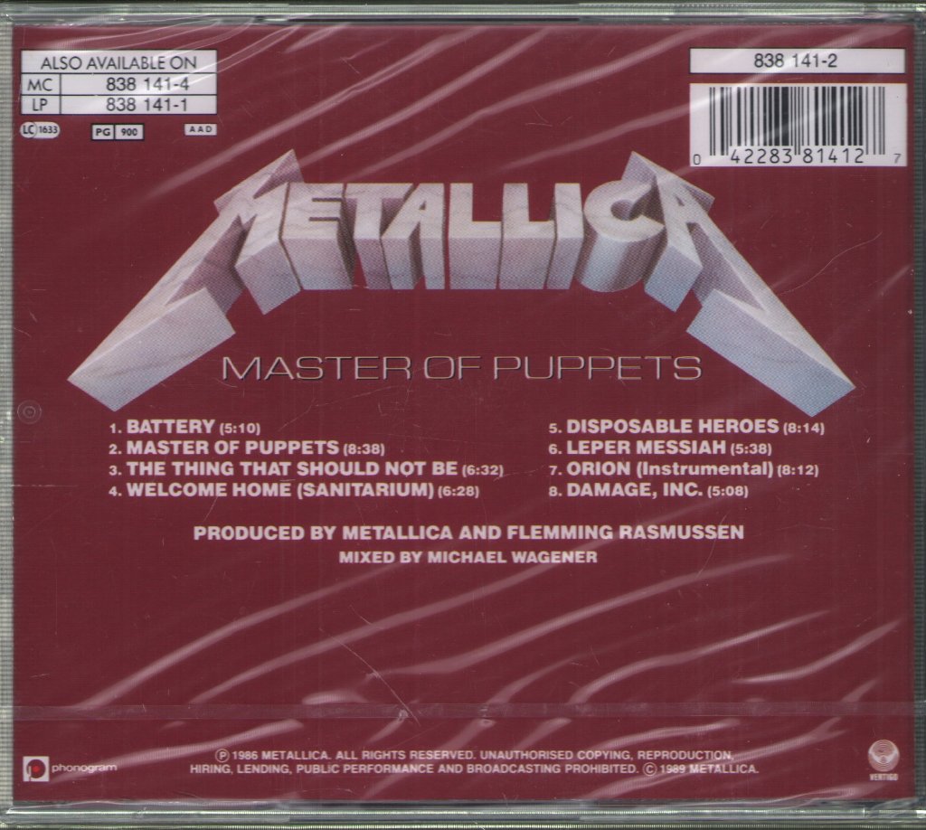 Metallica - Master Of Puppets - Cd