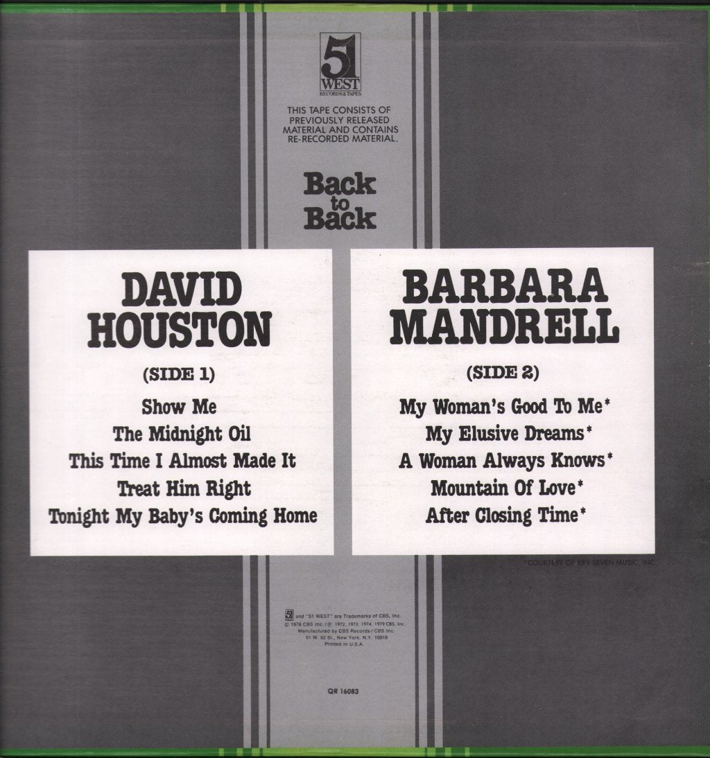 David Houston / Barbara Mandrell - Back To Back - Lp
