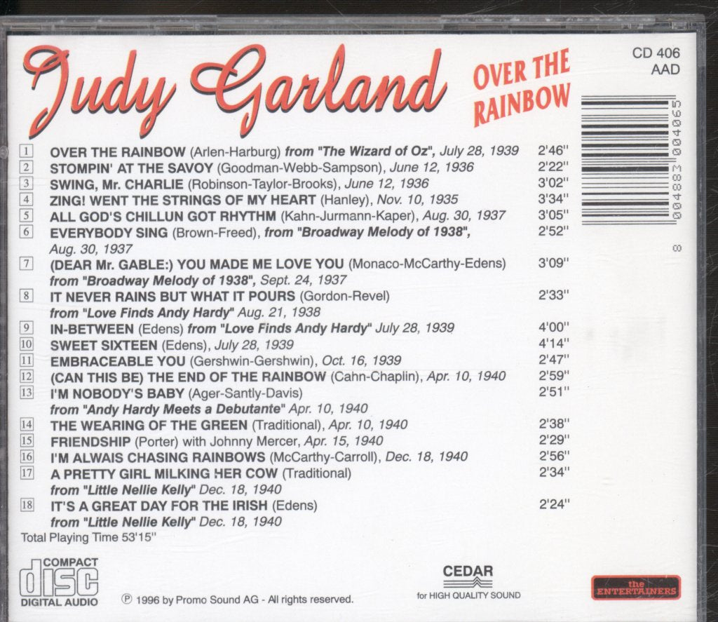 Judy Garland - Over The Rainbow - Cd