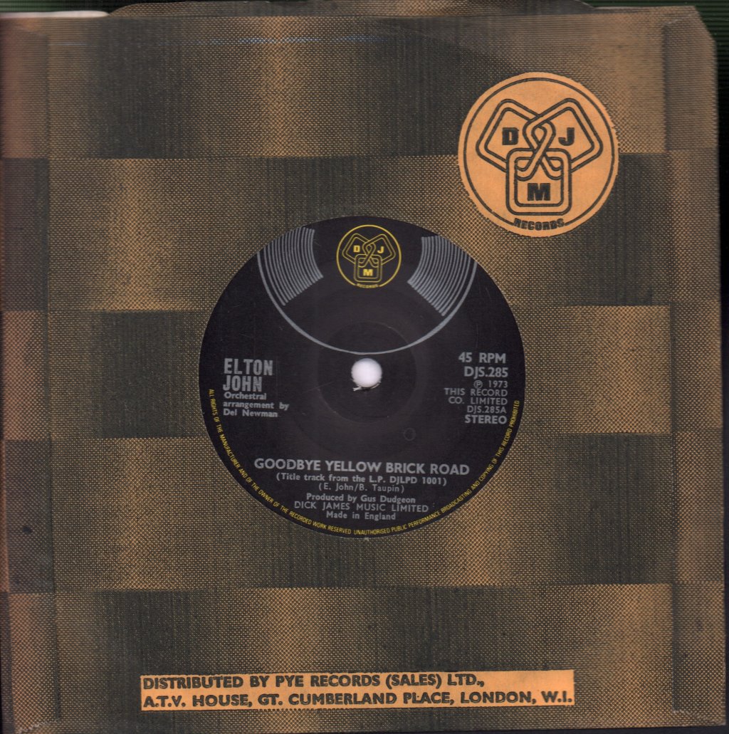 Elton John - Goodbye Yellow Brick Road - 7 Inch