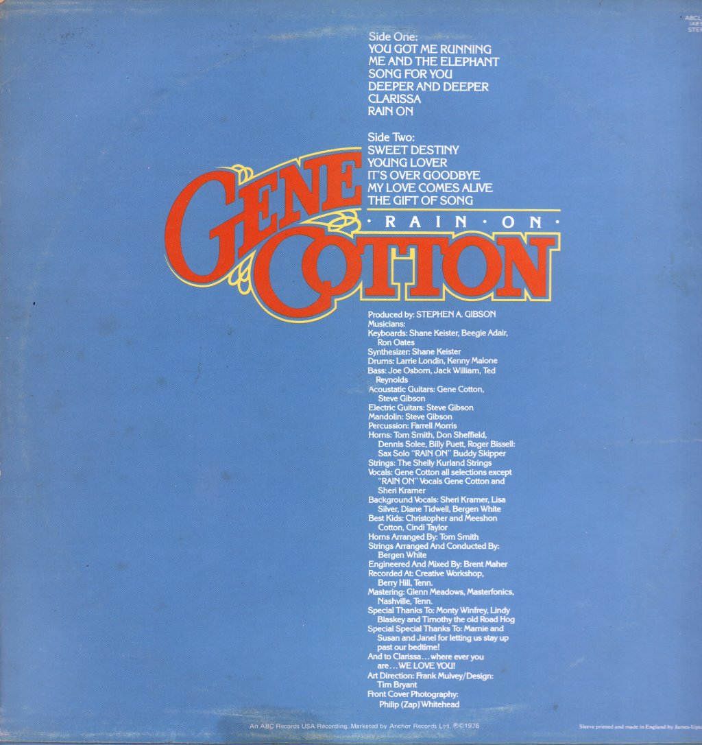 Gene Cotton - Rain On - Lp