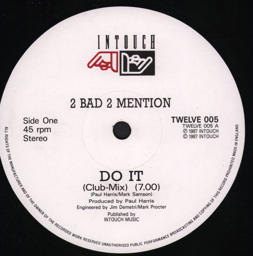 2 Bad 2 Mention - Do It - 12 Inch