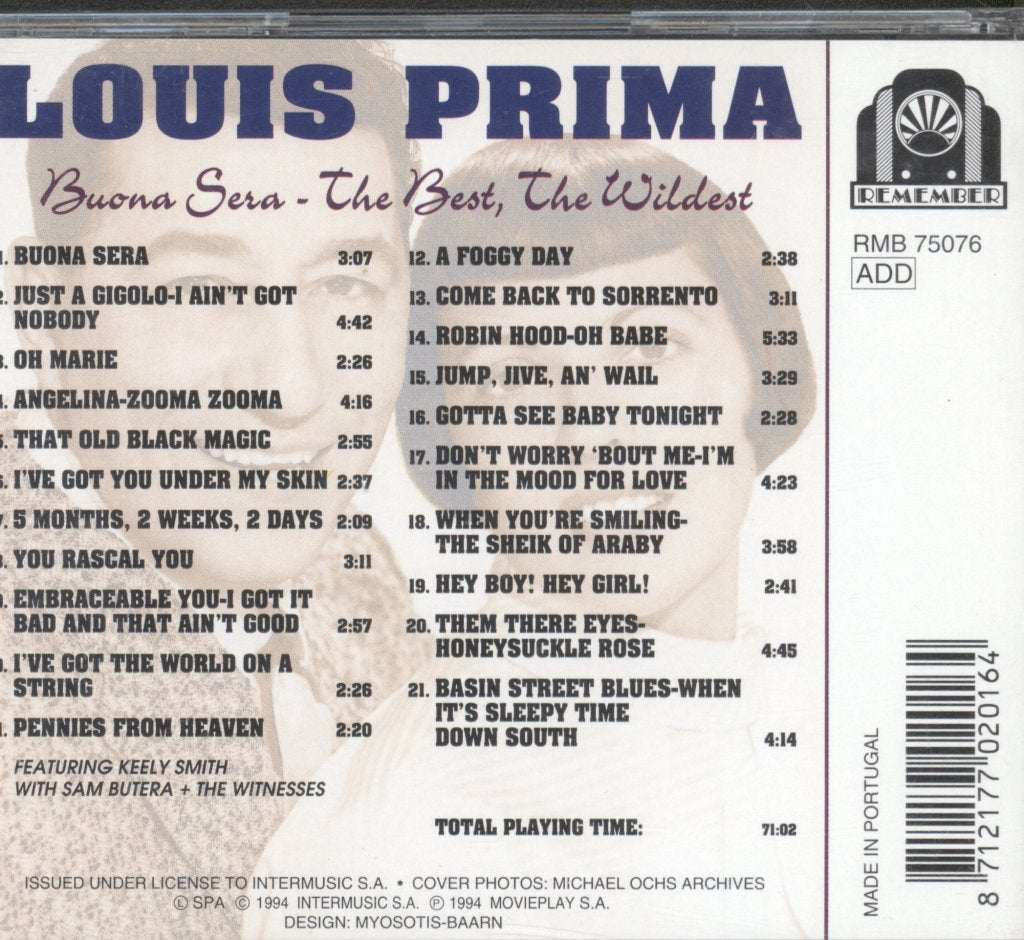 Louis Prima - Buona Sera - The Best, The Wildest - Cd
