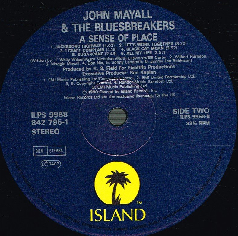 John Mayall & The Bluesbreakers - A Sense Of Place - Lp