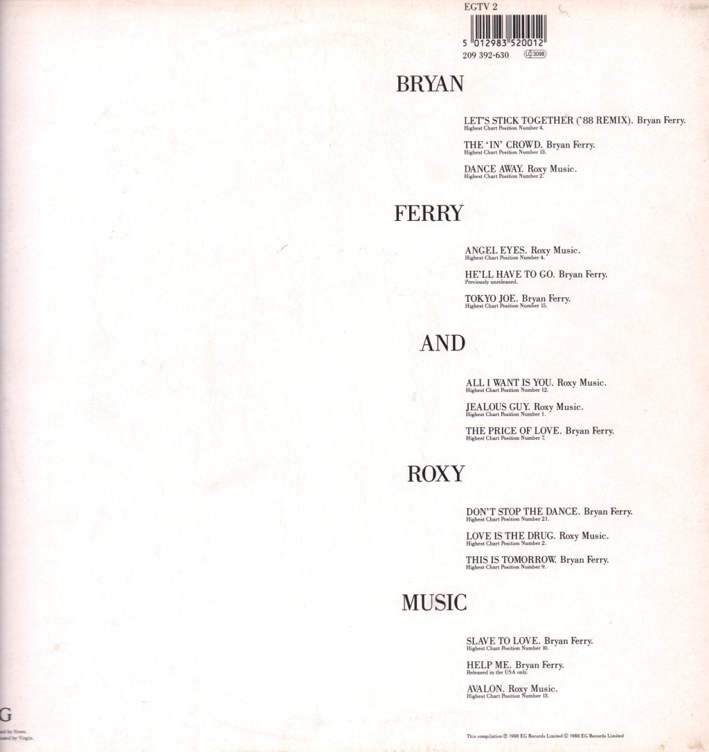 Bryan Ferry And Roxy Music - Ultimate Collection - Lp