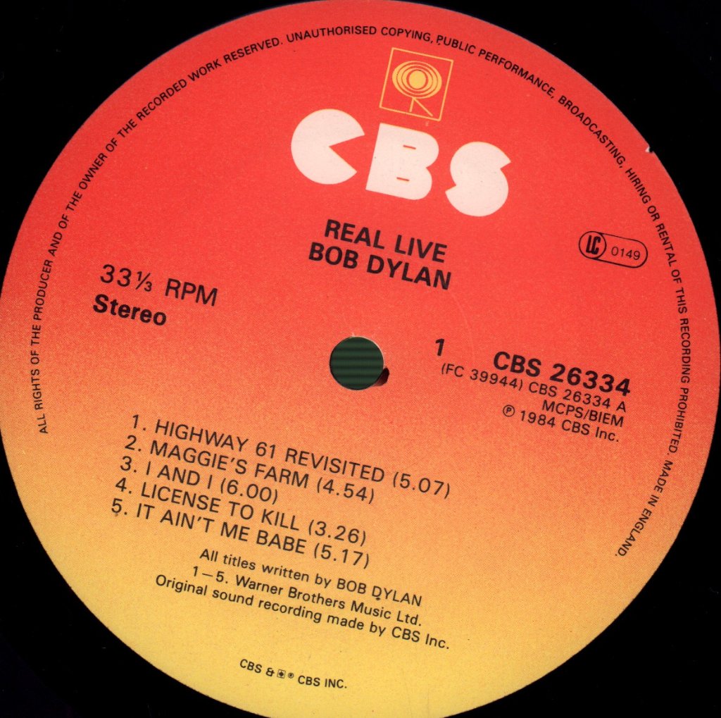 Bob Dylan - Real Live - Lp