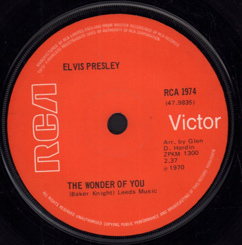 Elvis Presley - Wonder Of You - 7 Inch