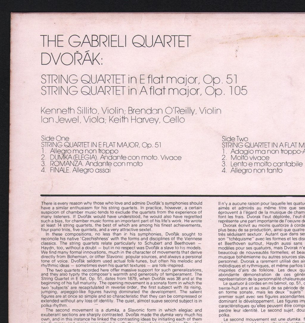 Gabrieli Quartet - String Quartet in E-Flat / String Quartet in A-Flat - Lp