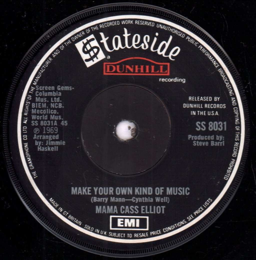 Mama Cass Elliot - Make Your Own Kind Of Music - 7 Inch