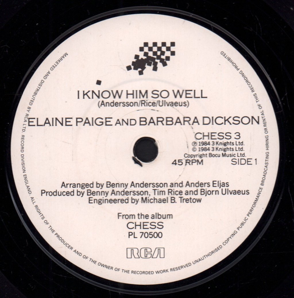Elaine Paige And Barbara Dickson - I Know Him So Well - 7 Inch