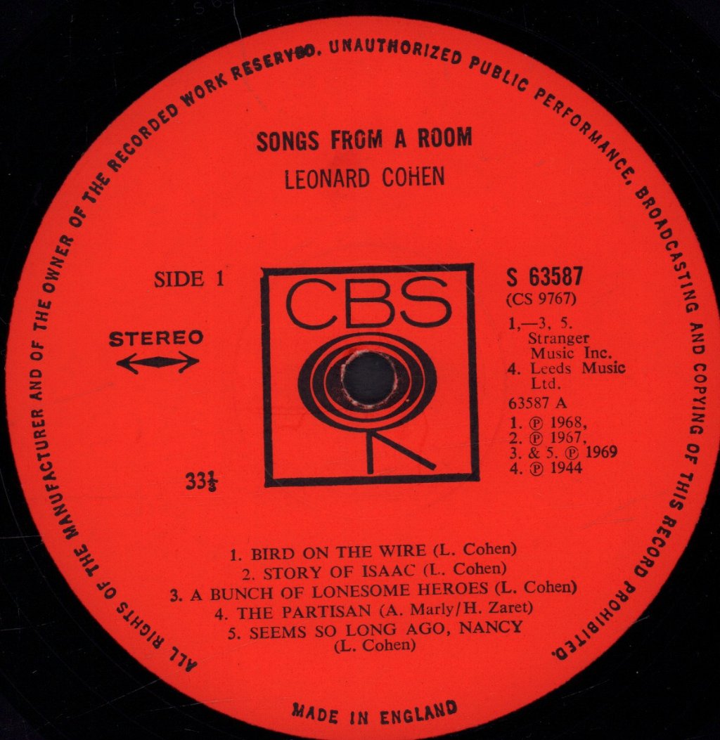 Leonard Cohen - Songs From A Room - Lp