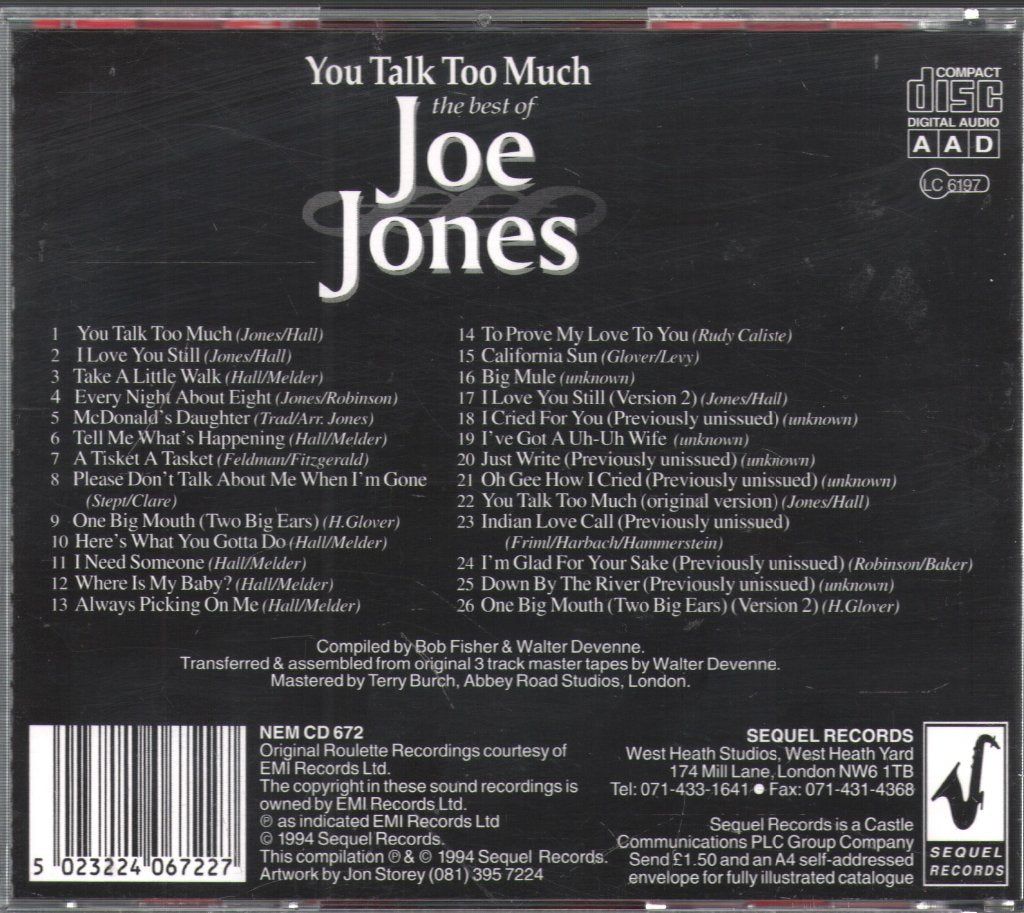 Joe Jones - You Talk Too Much - The Best Of Joe Jones - Cd
