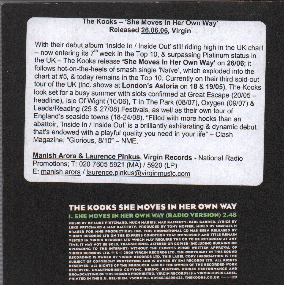 Kooks - She Moves In Her Own Way - Cd