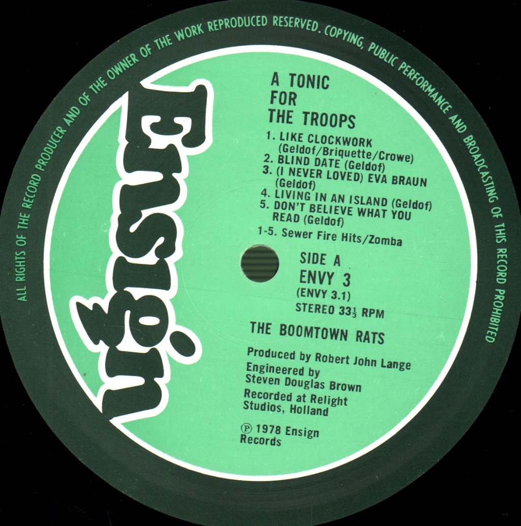 Boomtown Rats - A Tonic For The Troops - Lp