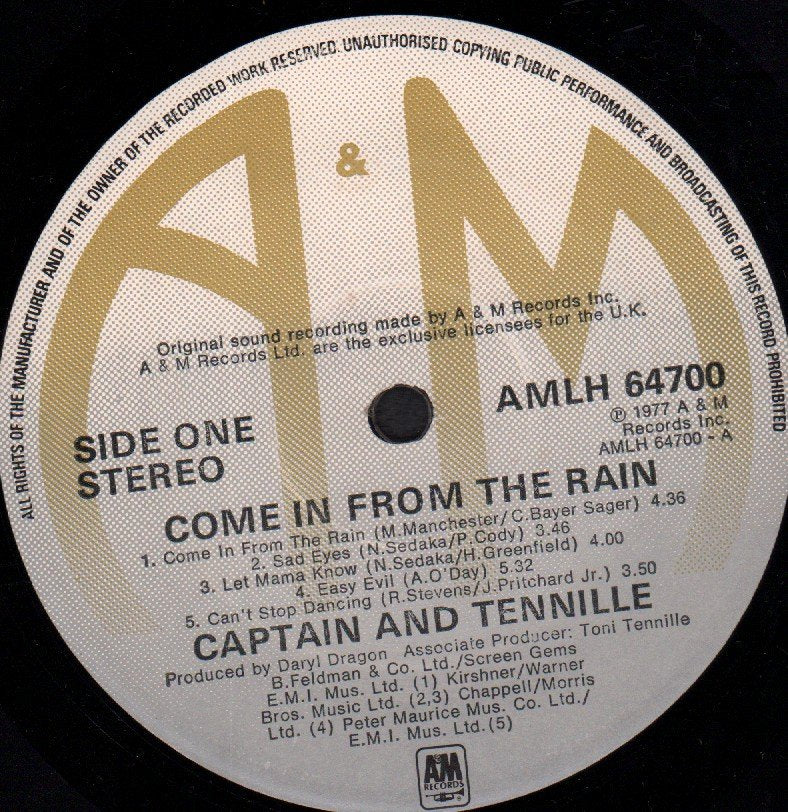 Captain And Tennille - Come In From The Rain - Lp
