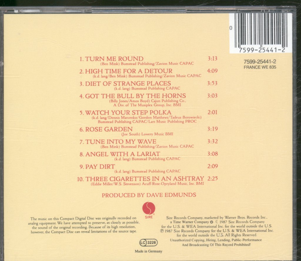 K.d. Lang And The Reclines - Angel With A Lariat - Cd