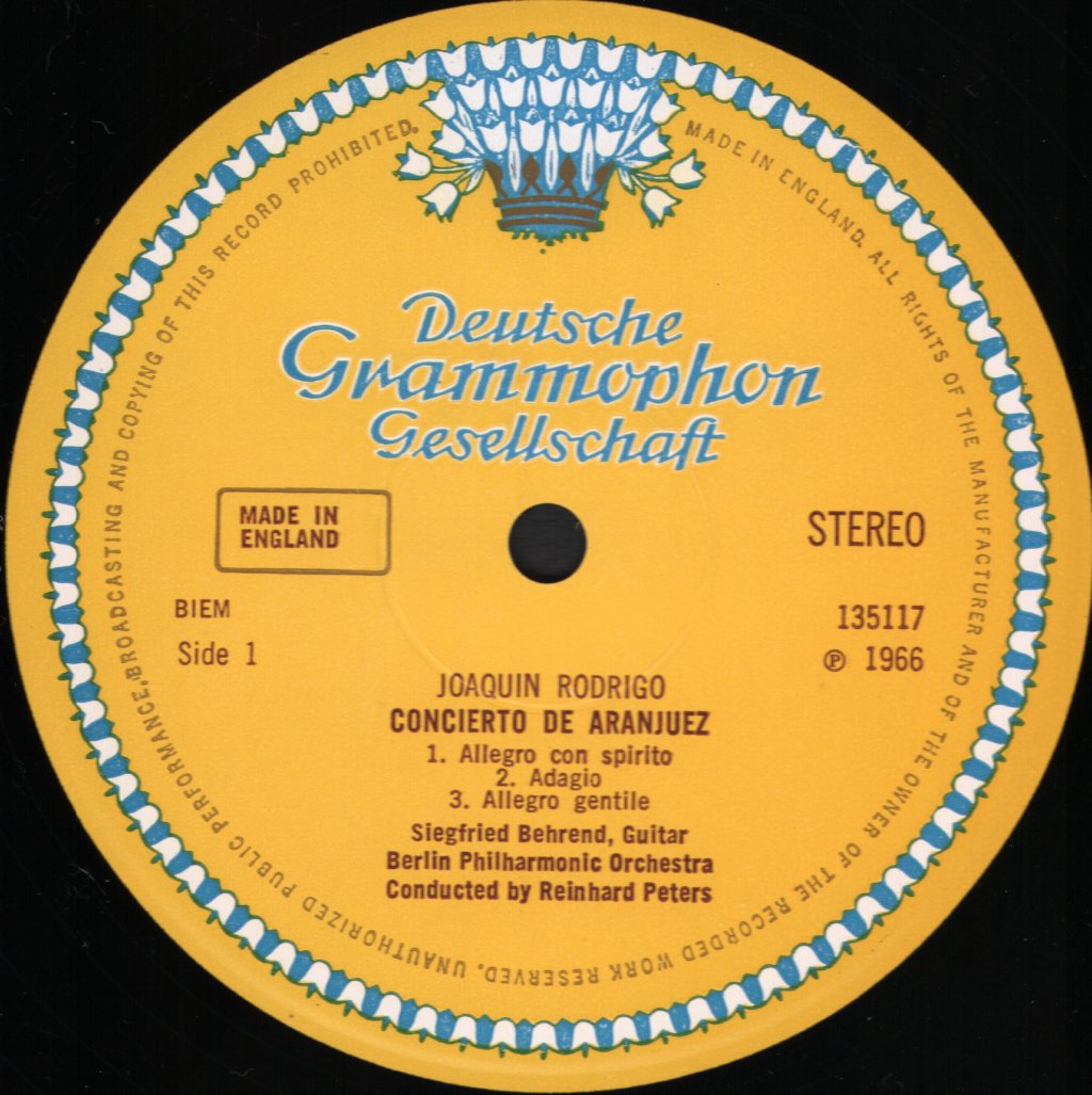 Siegfried Behrend / Nicanor Zabaleta - Rodrigo - Concierto De Aranjuez - Lp