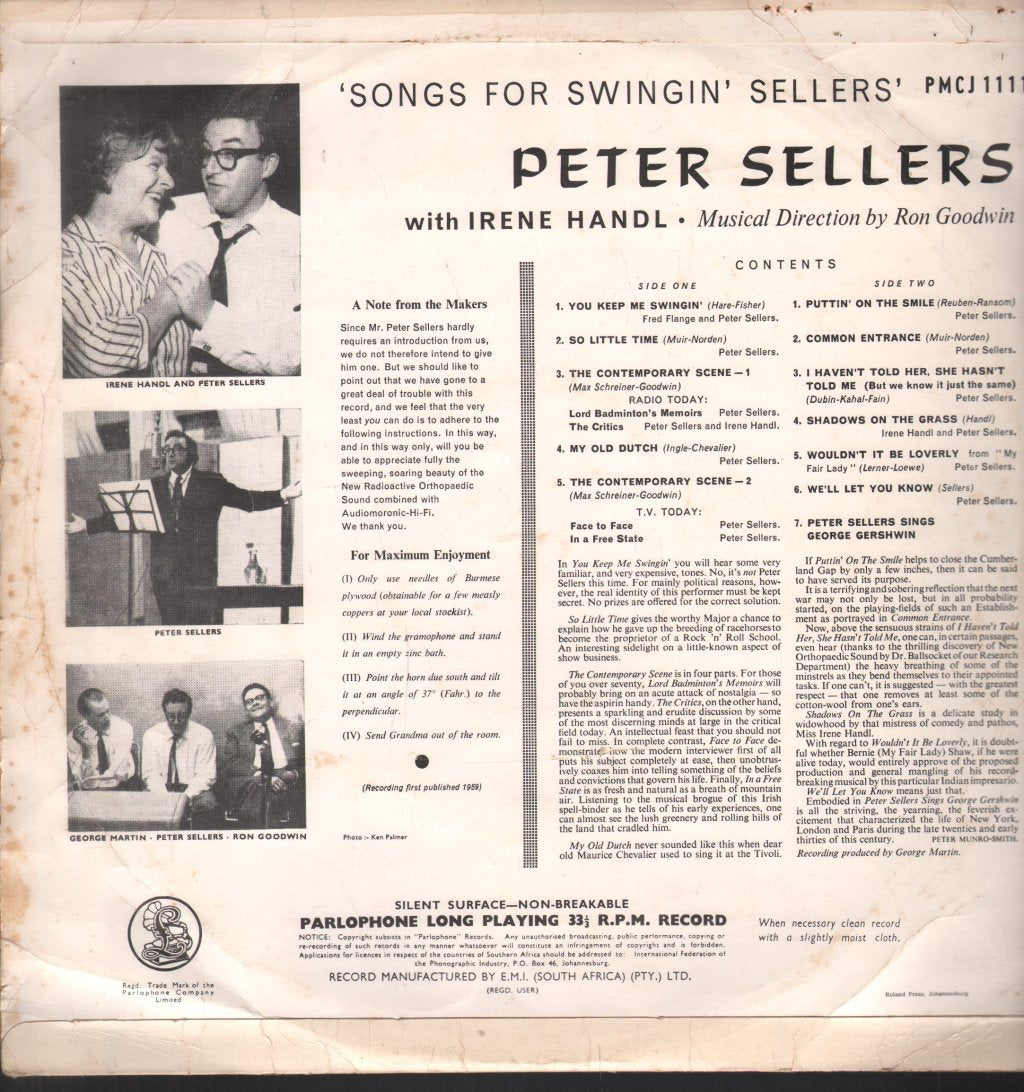 Peter Sellers With Irene Handl - Songs For Swingin' Sellers - Lp
