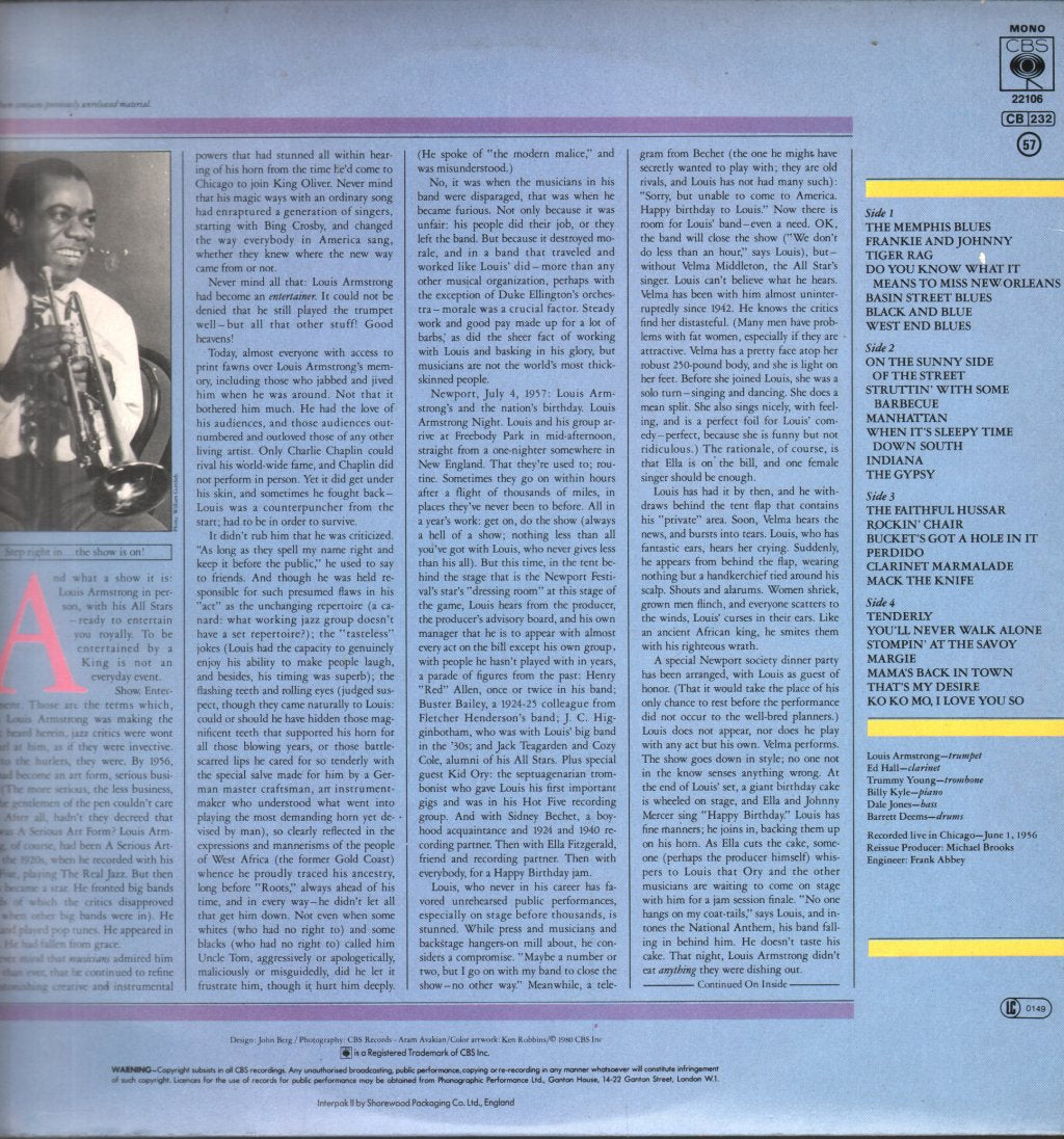 Louis Armstrong - Chicago Concert - Double Lp