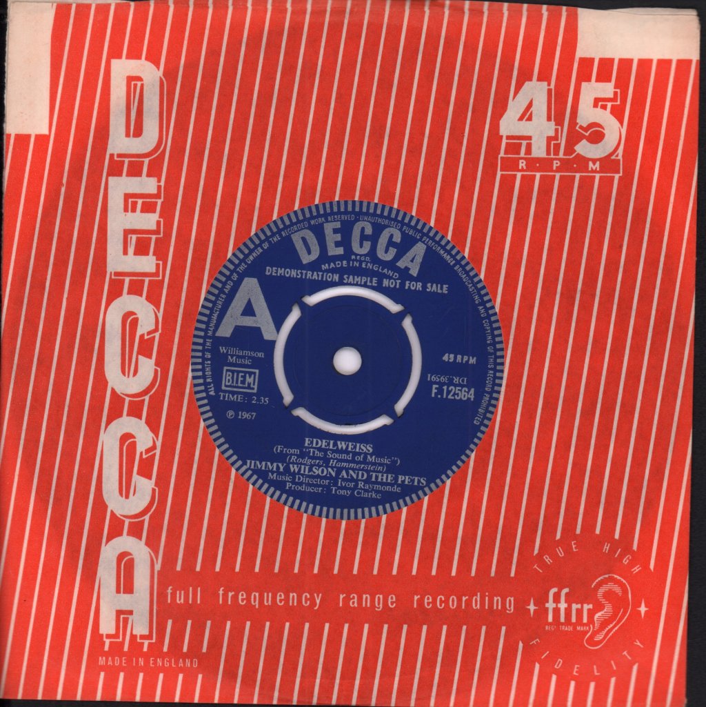 Jimmy Wilson And The Pets - Edelweiss - 7 Inch