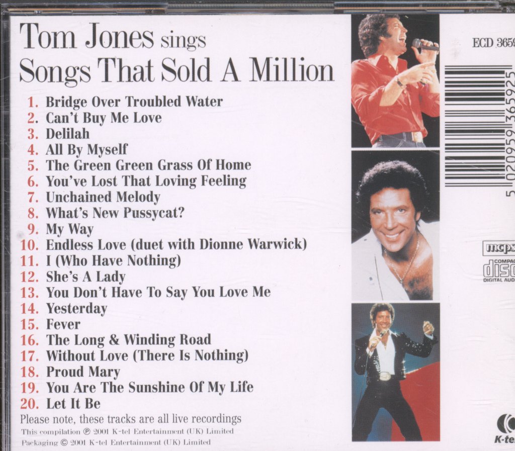 Tom Jones - Tom Jones Sings Songs That Sold A Million - Cd
