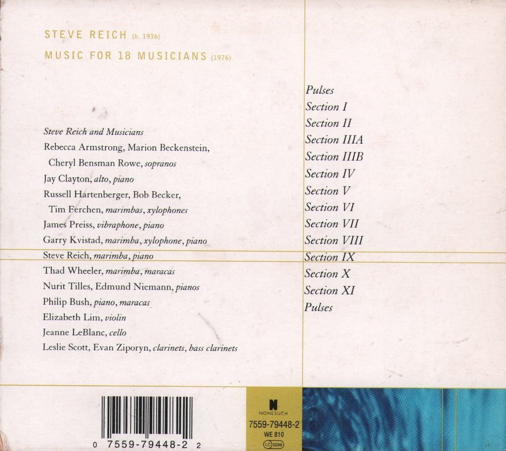 Steve Reich - Music For 18 Musicians - Cd