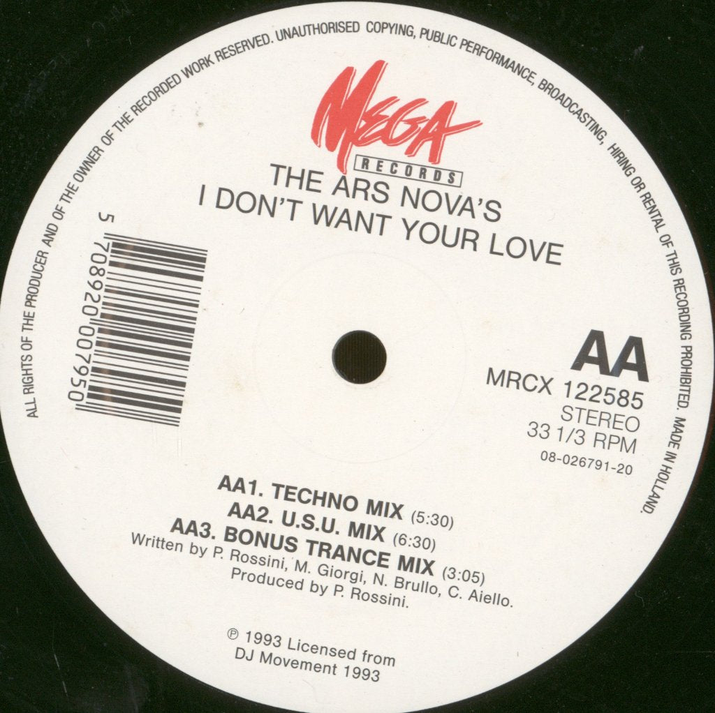 Ars Nova - I Dont Want Your Love - 12 Inch