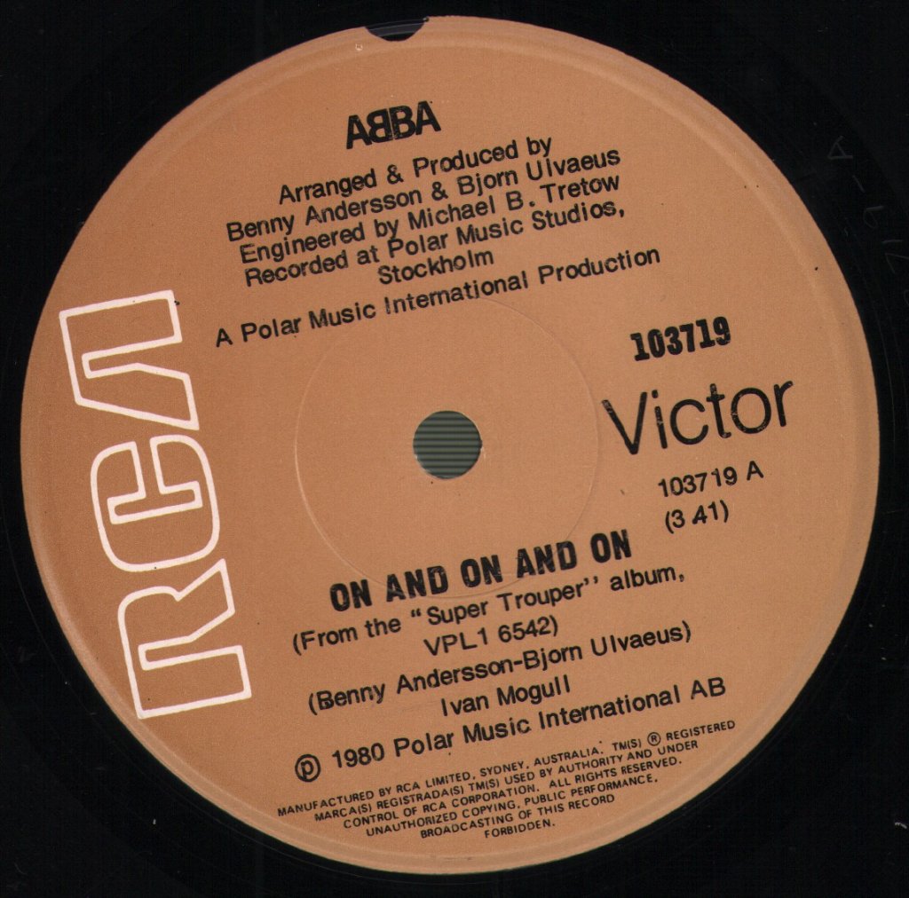 ABBA - On And On And On / The Piper - 7 Inch