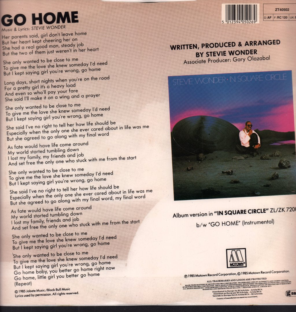Stevie Wonder - Go Home - 12 Inch