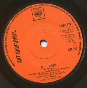 Art Garfunkel - All I Know - 7 Inch