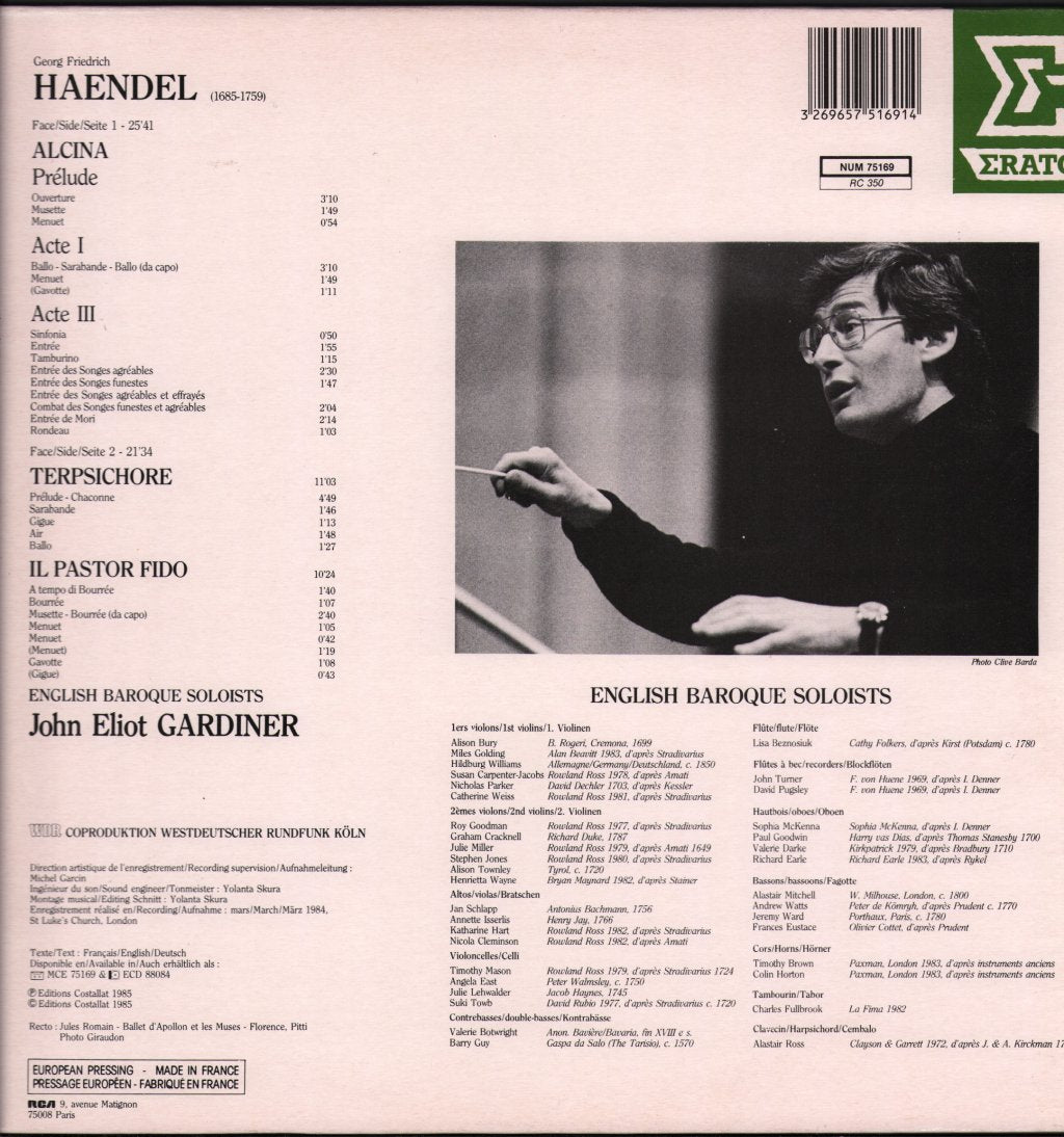 English Baroque Soloists / John Eliot Gardiner - Haendel - Alcina / Il Pastor Fido / Terpsichore - Lp